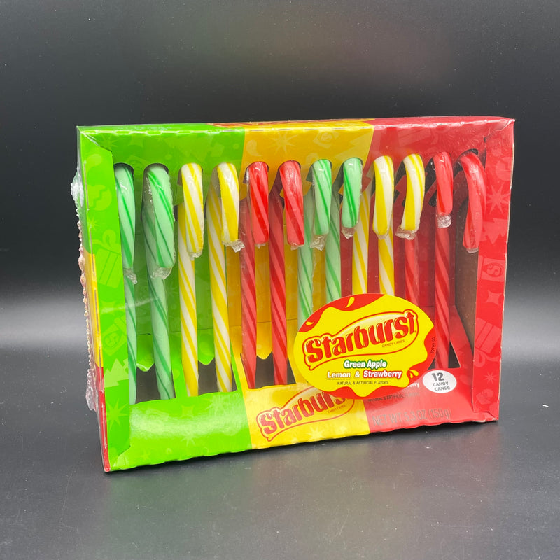 Starburst Candy Canes - Green Apple, Lemon, & Strawberry Flavours! 12 pack 150g (USA) CHRISTMAS SPECIAL